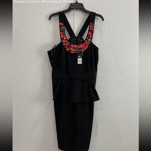 NWT City Chic Black Dress with Vibrant Red Accents.    Size L.  Prom